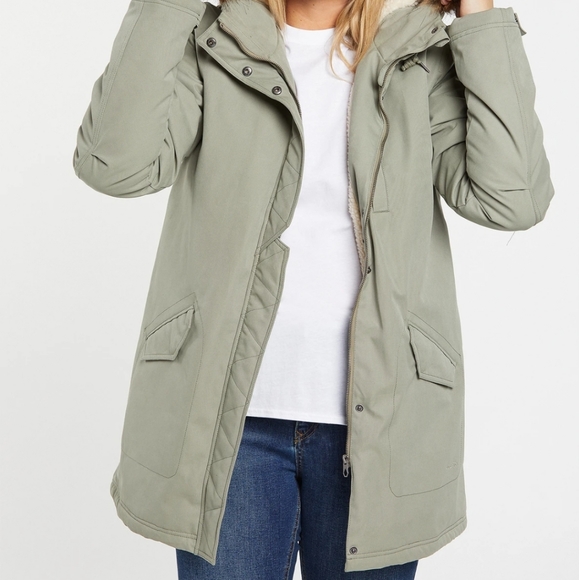 Volcom Jackets & Blazers - NWT Volcom Sherpa lined women jacket Green Tea XS